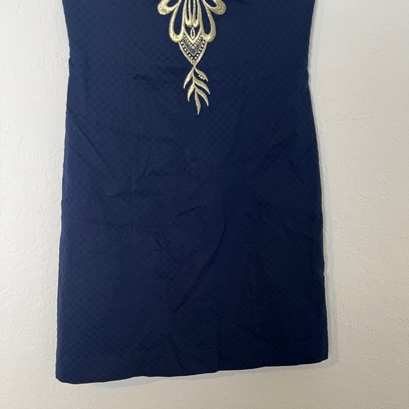Lilly Pulitzer Demi Strapless Dress Navy & Gold - Picture 6 of 10